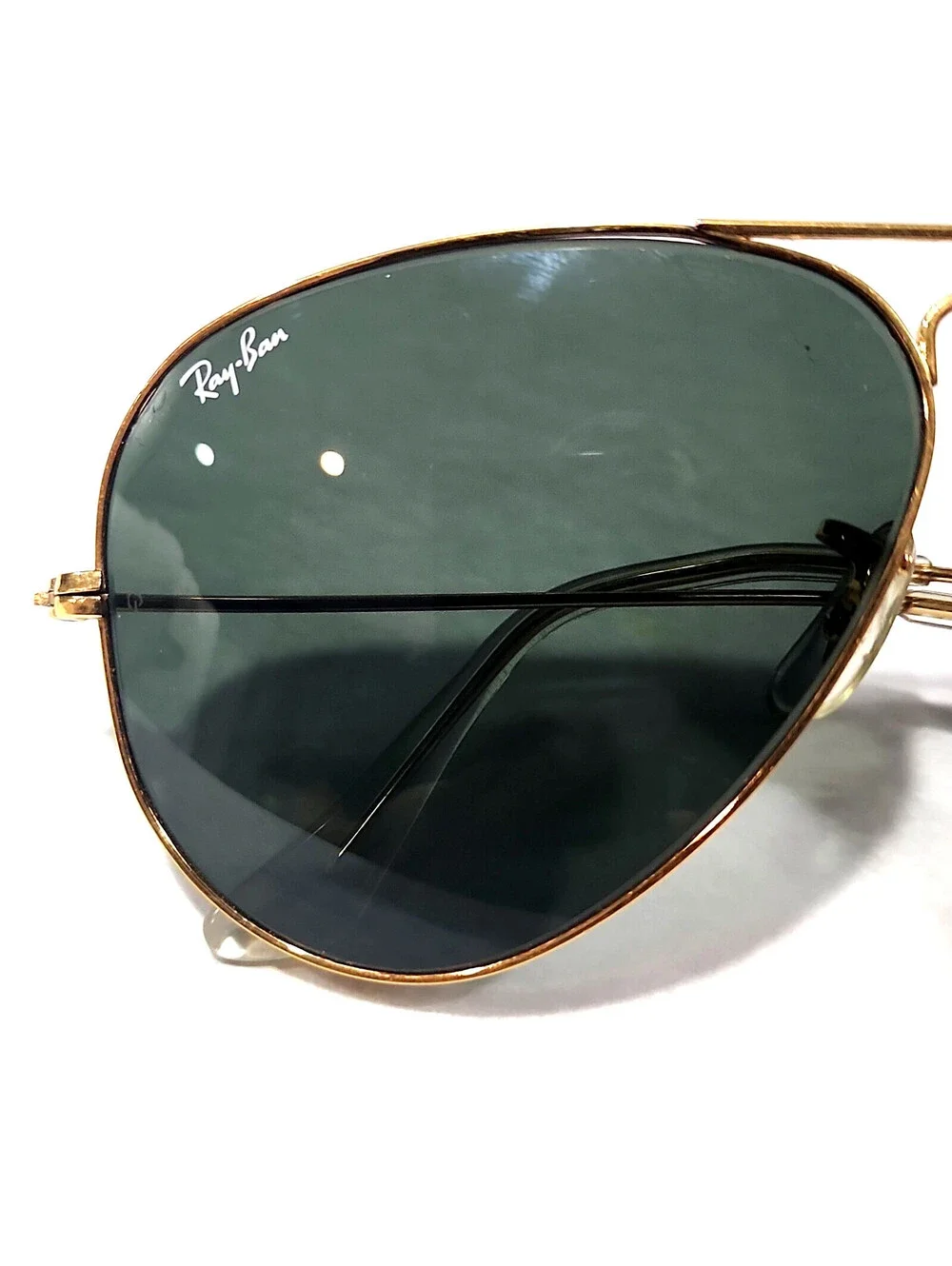 Ray Ban B&L Vintage Gold Metal Green Aviator Sunglasses 58-14 USA Exc Lenses